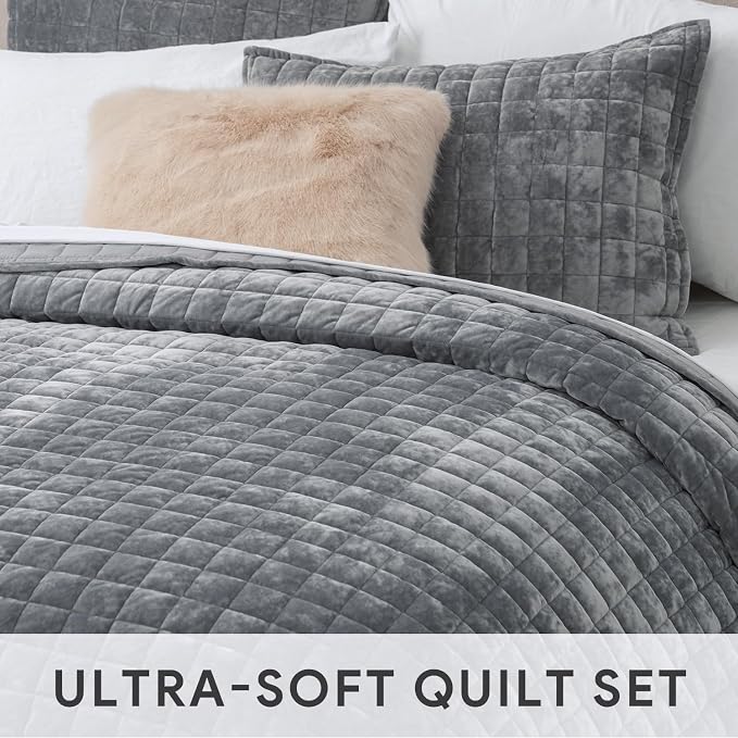 RECYCO Channel Box Stitch Velvet Quilt Set, Full Queen Size, Luxury Oversized - Image 5