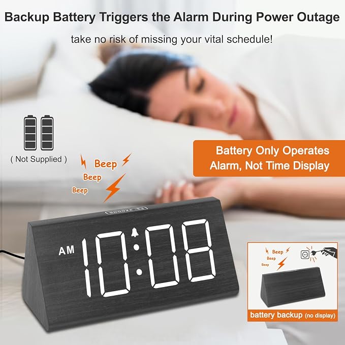 DreamSky Wooden Digital Alarm Clock - Image 3