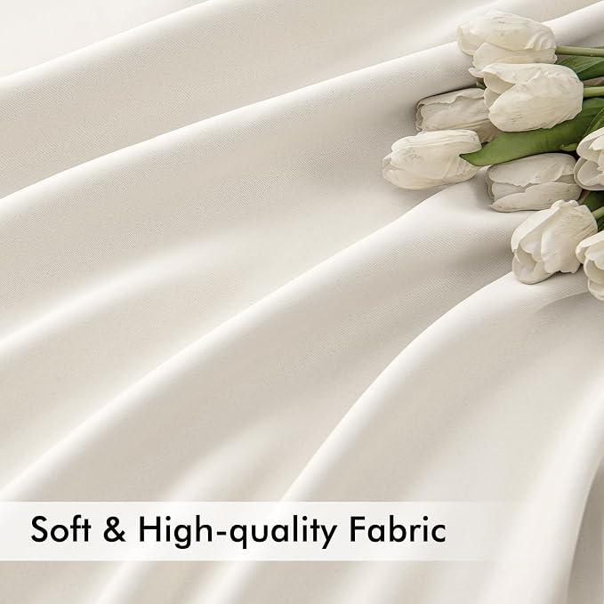 MIULEE Ivory Back Tab Blackout Curtains 52x96 Inch Long 2 Panels Set | Rod - Image 6
