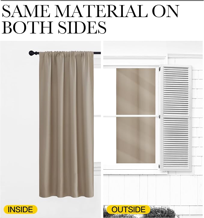 NICETOWN 2 Panels Blackout Curtains, Rod Pocket Thermal Insulated Drapes - Image 7