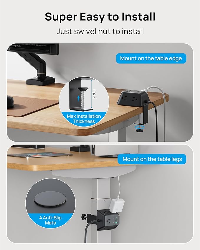 TROND Desk Clamp Power Strip, Surge Protector - Image 4