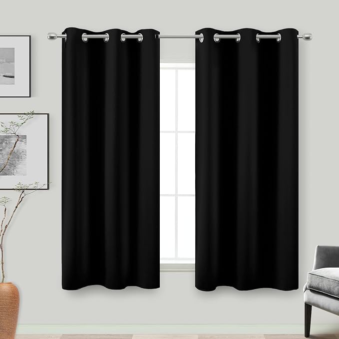 Black Out Curtains 45 Inch Long 2 Panels Burg by KOUFALL