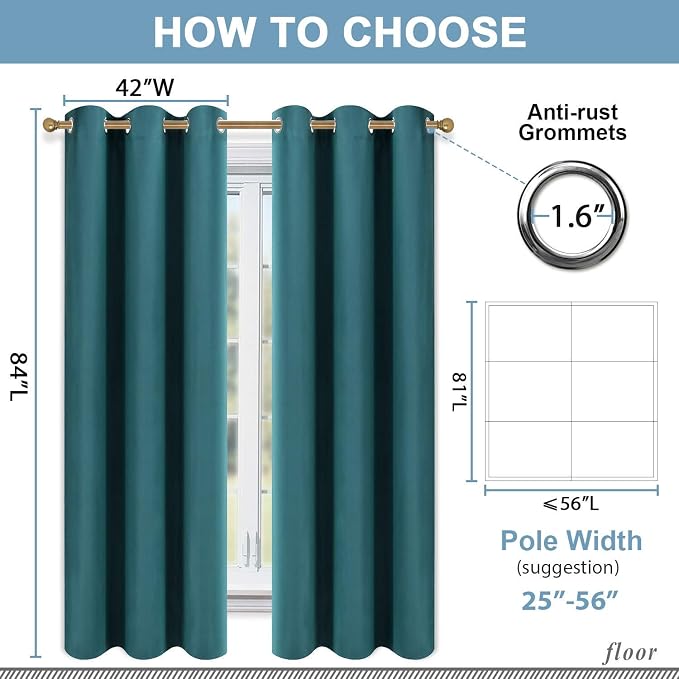 Diraysid Blackout Curtains for Bedroom Grommet Thermal Insulated Room Darkening - Image 6