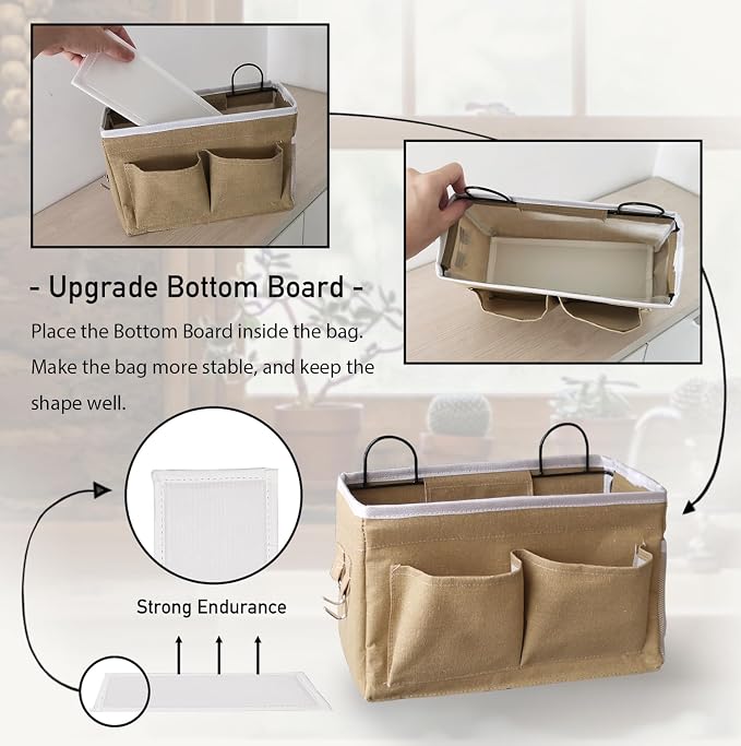 Kanrichu 3pcs Middle Wall Hanging Organizer Bag, Linen Fabric Door Hanging - Image 3