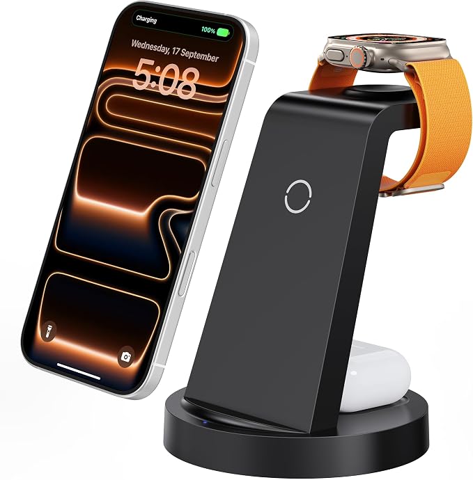 Anlmz 3 in 1 Charging Station for iPhone, Wireless Charger for iPhone 17 16e 16 by WirelessCharger