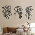 Photect 3 Pcs Metal Wall Art Decor Minimalist Abstract Woman Wall Art Metal by Photect