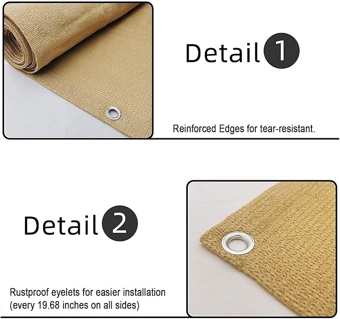 3'x16' Sand Balcony Privacy Screen Fence Windscreen 90% UV Block | 90% privacy - Image 4