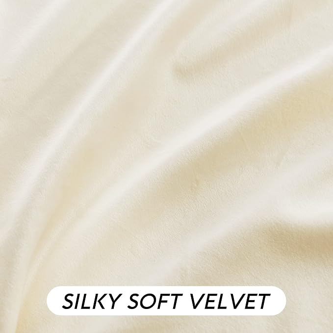 RYB HOME Ivory White Velvet Curtains 84 inches Long - Image 3