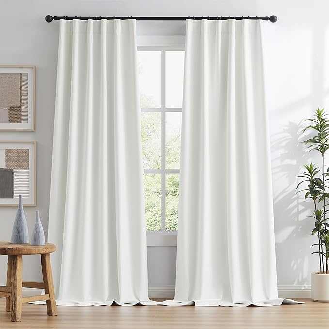Natural Blackout Curtains 105 Inch Length 2 Panels, Boho Farmhouse Window - Image 2