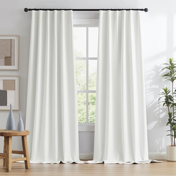 Ivory Ecru Blackout Linen Curtains Energy Smart Light Blocking Thermal - Image 2