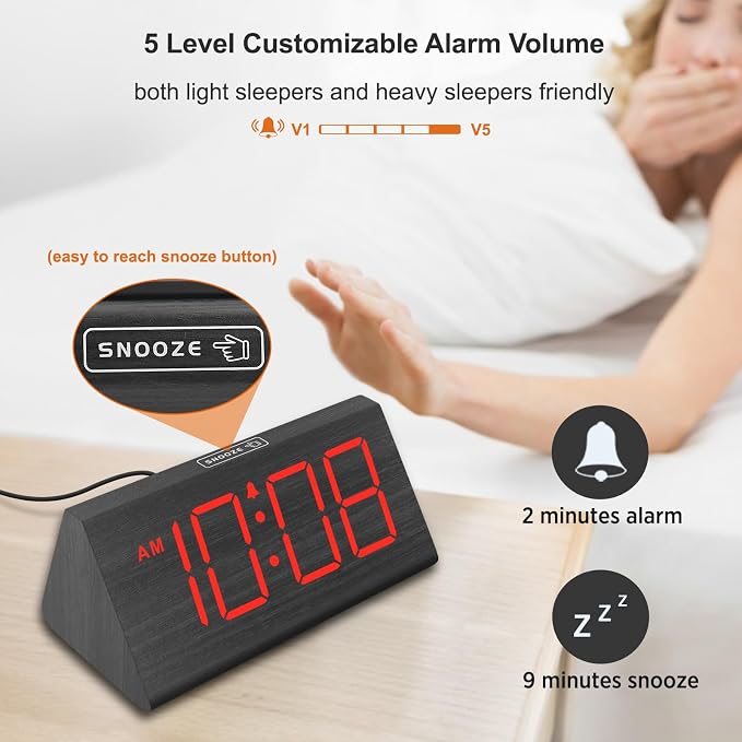 DreamSky Wooden Digital Alarm Clock - Image 6