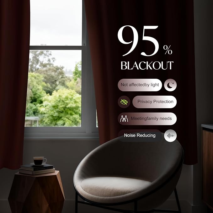 Etherealveil Terracotta Pinch Pleated Blackout Curtains 2 Panels 52"x84" | Back - Image 3