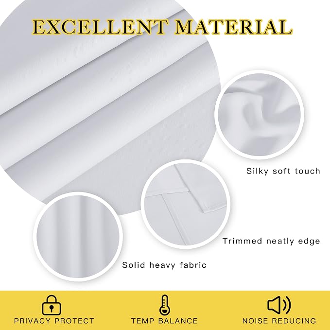 NICETOWN Greyish White Room Darkening Curtain - Image 4