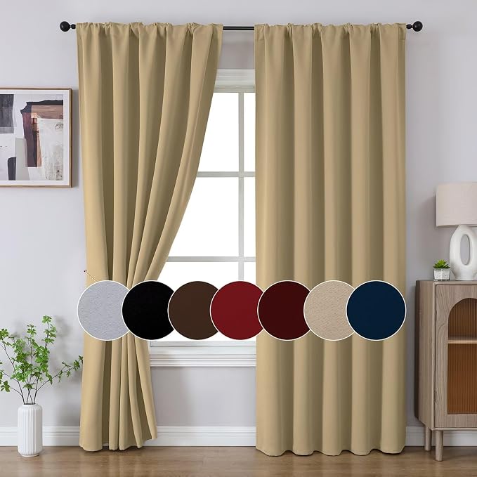 Joydeco Blackout Curtains 108 Inches Long, Thermal Insulated Black Out Curtains - Image 8