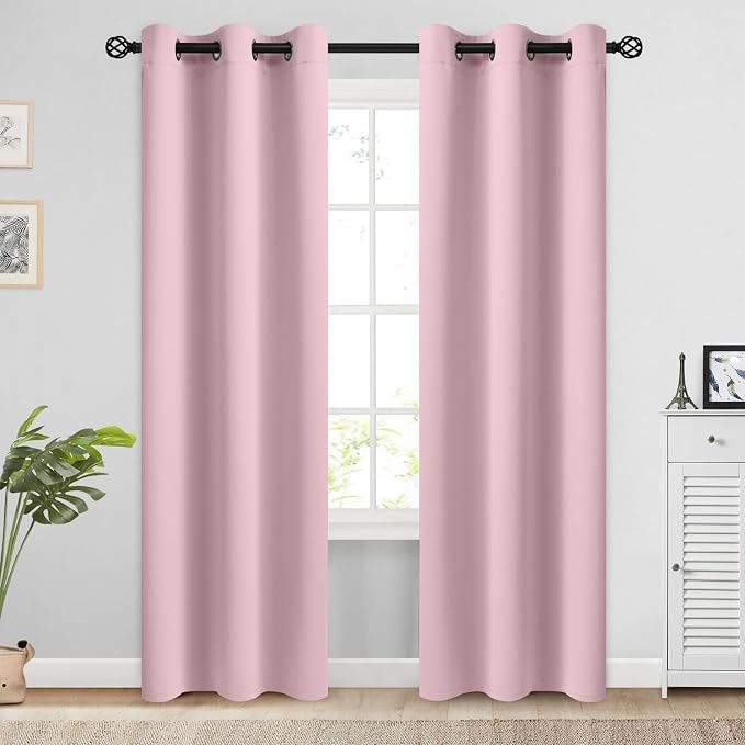 COSVIYA Grommet Room Darkening Pink Curtains 84 inch Long - Image 7