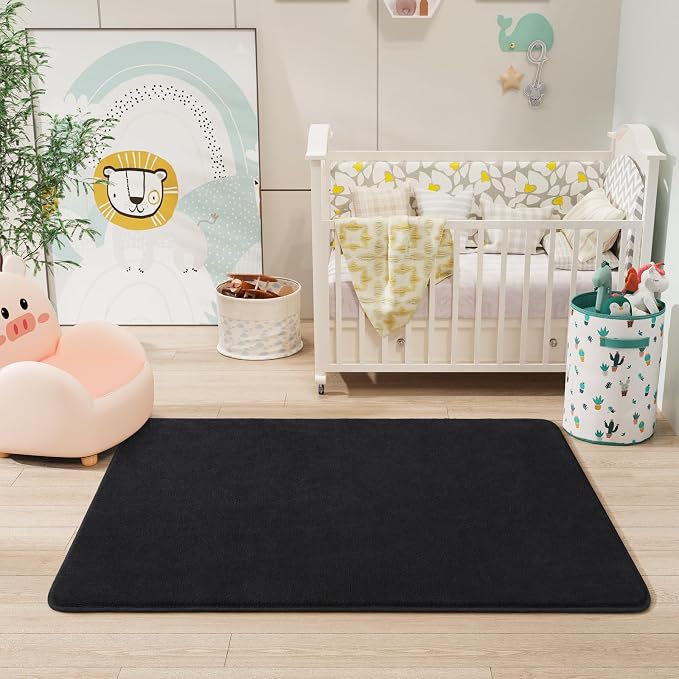 Modern Washable Runner Rugs, 2x4 Feet Black Bedroom Runner Rug | Small Area Rugs - Image 6