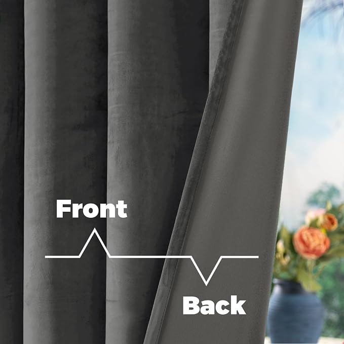 BGment Grey Velvet Blackout Curtains 84 inches Long, 2 Panels, 52 x 84 Inch | - Image 4