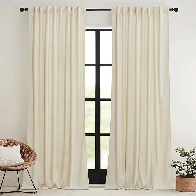 RYB HOME Velvet Curtains 102 inches Long, Extra Long High Ceiling Curtains | - Image 2