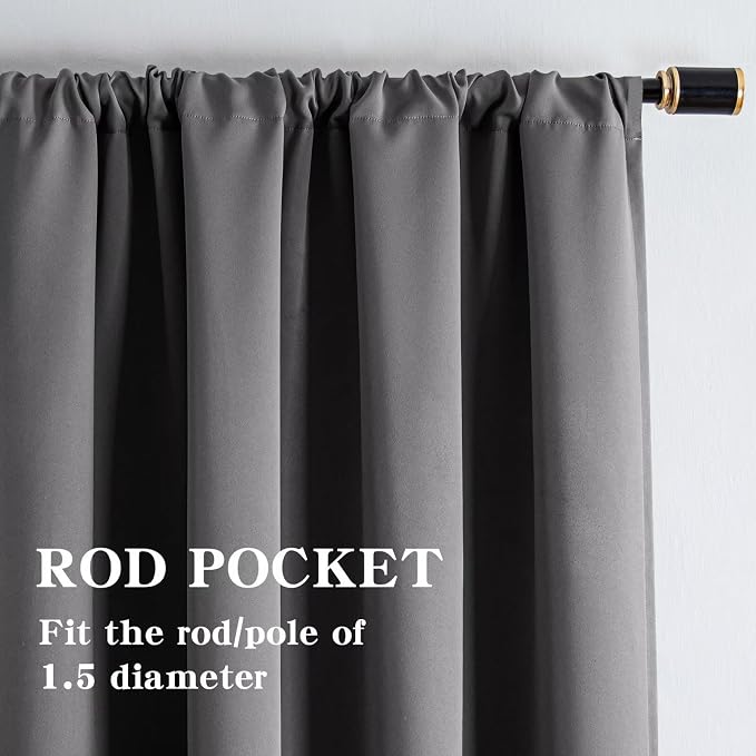IGEMAEVE Blackout Curtains for Bedroom Grommets Light Grey 52" W x 108" L | - Image 2