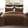 Exclusivo Mezcla Reversible California King Quilt Set, Chocolate Brown | by ExclusivoMezcla