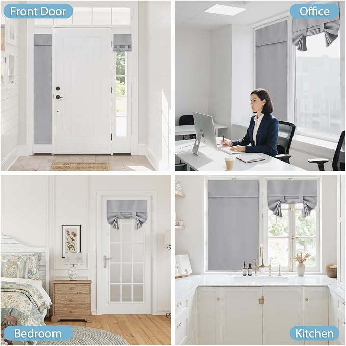 RYB HOME Blackout Door Curtain Kitchen Window Curtains, W34 x L40, Thermal - Image 9