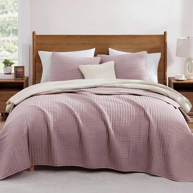 Queen Quilt-Lightweight Bedspreads Dusty Mauve Queen Size Quilt Bedding Set | by WRENSONGE