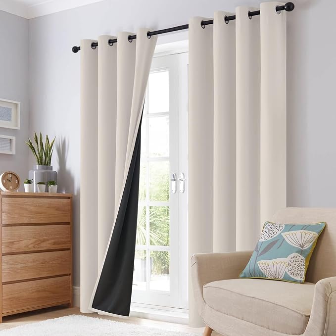 SimpleHome Cream 100% Blackout Curtains Room Darkening Living Room 45 Inch | - Image 8