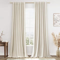 100% Blackout Linen Curtains 112 Inch Wide by 52 Inch 2 Panels Set by Guken