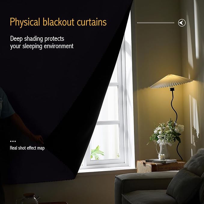 AJAZZ 100% Blackout Stick Curtain Portable Black Out Curtains Adhesive Curtains - Image 2