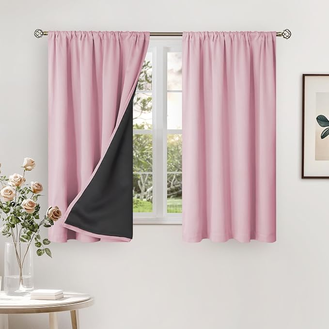 BGment Pink Blackout Curtains for Girls Room 45 Inch Length 2 Panels | Kids by BGment