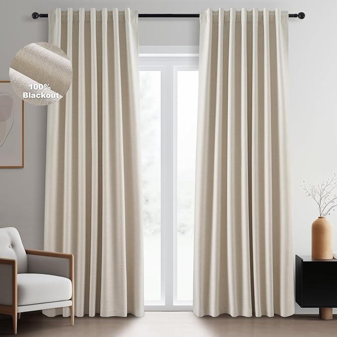 Topfinel Floor to Ceiling Curtains Drapery 108 Inches Long Black Out by Topfinel
