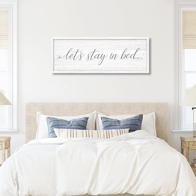 Lets Stay in Bed Wall Decor Above Bed 41.3''×15'' Large Farmhouse Wall Decor - Image 5