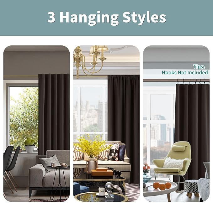BGment 100% Blackout Heavy Thermal Curtains 63 Inch Length - Image 3