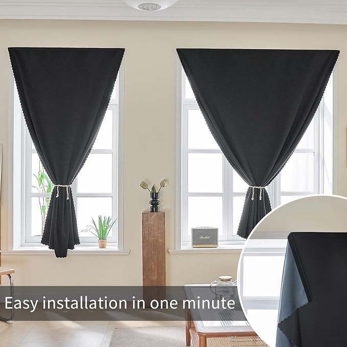 AJAZZ 100% Black Out Curtains Adhesive Blackout Temporary Curtain No Drilling - Image 7