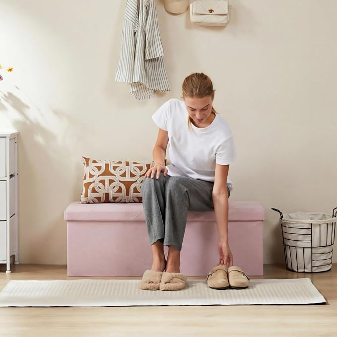 Sweetcrispy 43 Inch Folding Storage Ottoman Bench, Ottoman - Image 2