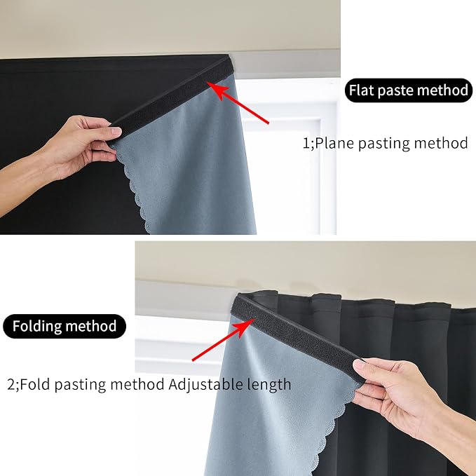 AJAZZ 100% Blackout Stick Curtain Portable Black Out Curtains Adhesive Curtains - Image 4