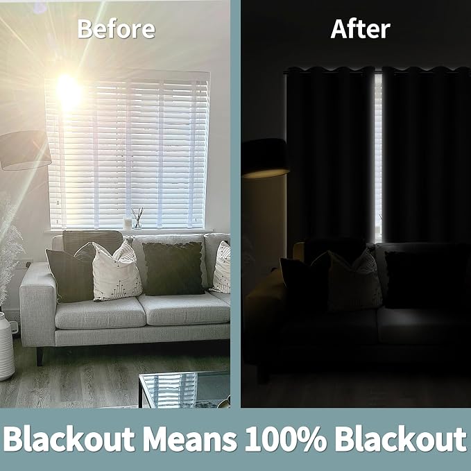 BGment Thermal Insulated 100% Blackout Curtains 90 Inch Length 2 Panels - Image 3
