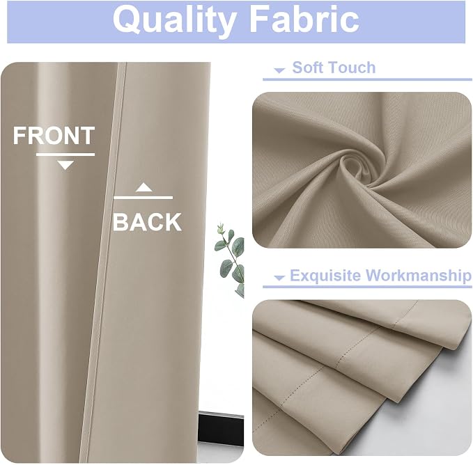 Simplebrand Ava Biscotti Beige Short 36 Inches Blackout Curtain 2 Panels Set - Image 3