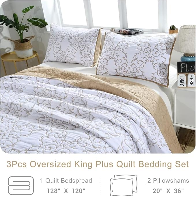 Lady Ann 3Pcs Oversized King Quilt Set 128x120 - Image 6