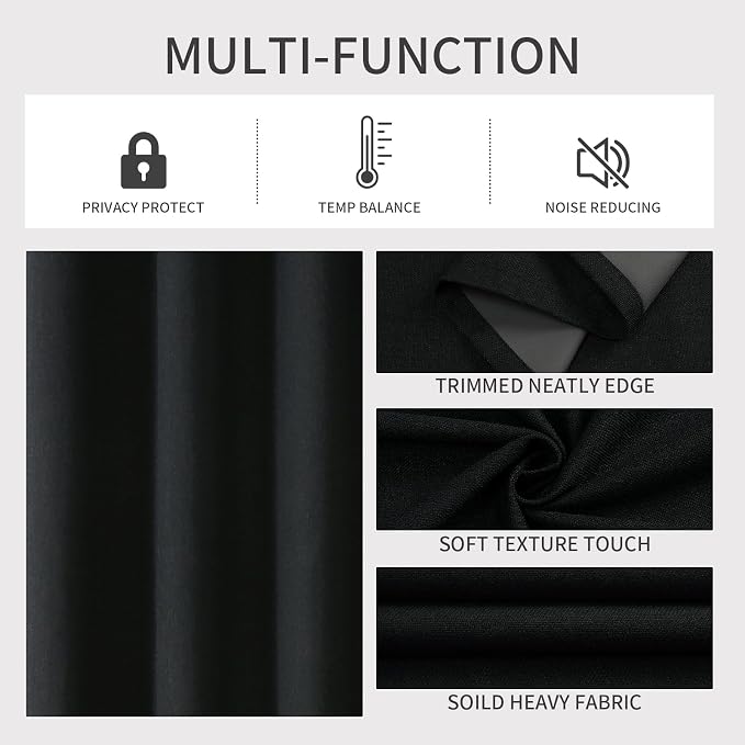 Joydeco Blackout Curtains 120 Inches Long 2 Panels Burg, Room Darkening Curtains - Image 4