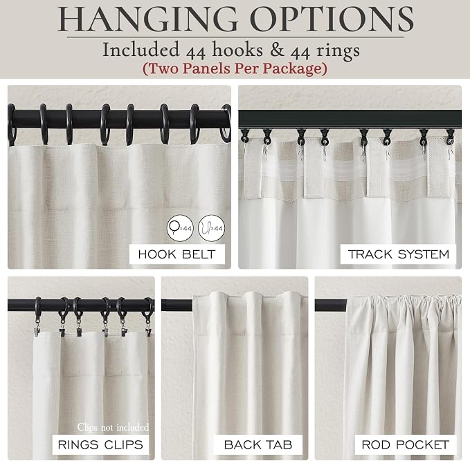 QJmydeco Butter Cream Extra Wide 70 Floor to Ceiling Blackout Curtains - Image 4