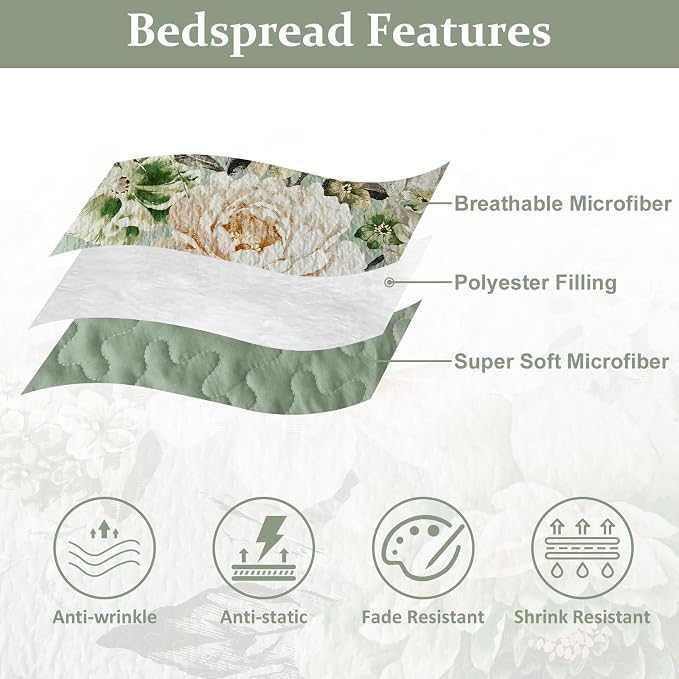 WONGS BEDDING Quilt Queen Size, Soft Microfiber Lightweight Farmhouse Bed Cover - Image 6