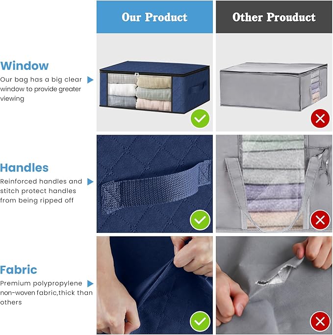 HomeHacks 8-Pack Clothes Organizer Storage Bags, 35L Storage Bins, Reinforced - Image 5