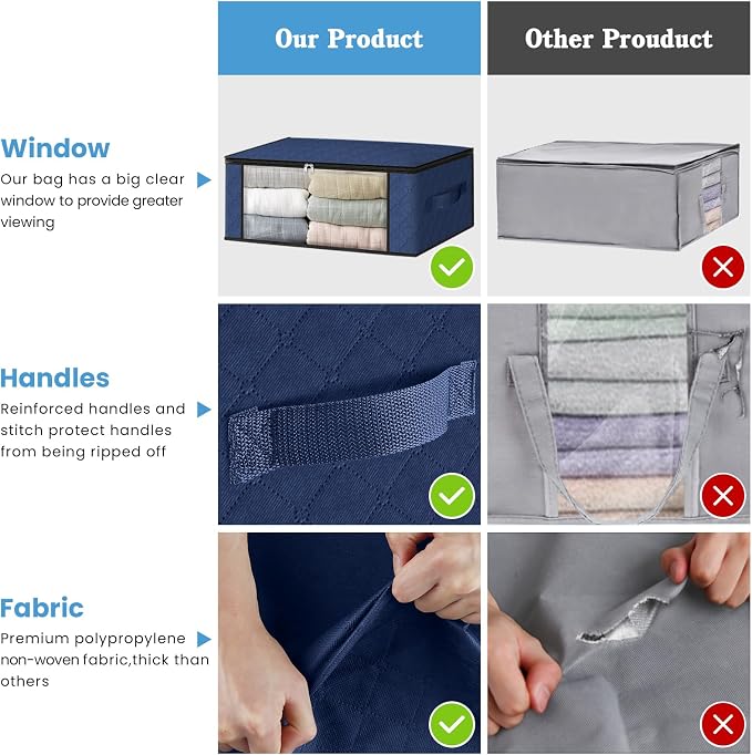 HomeHacks 6-Pack Clothes Organizer Storage Bags, 35L Storage Bins, Reinforced - Image 5