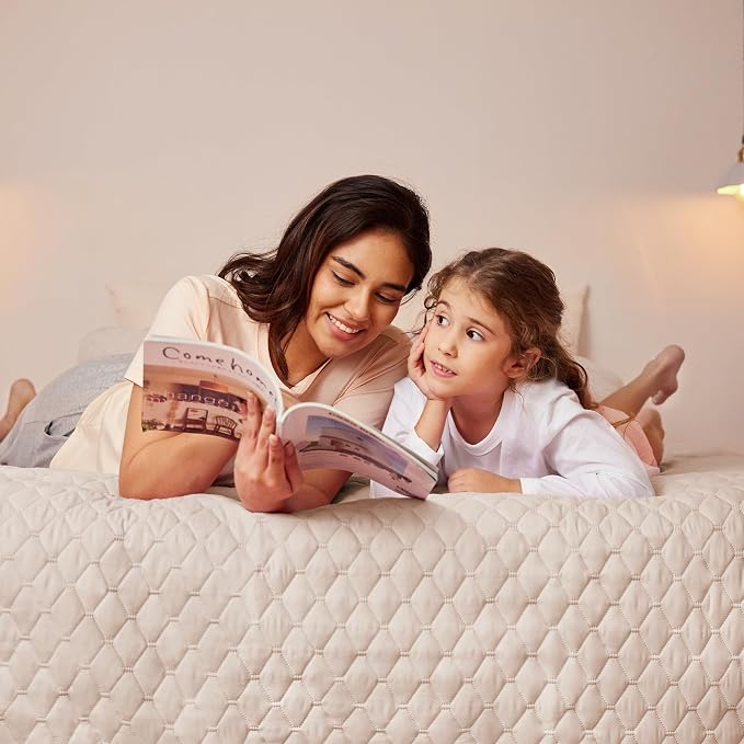 Exclusivo Mezcla Reversible Full Queen Quilt Bedding Set, Brich Beige | - Image 3