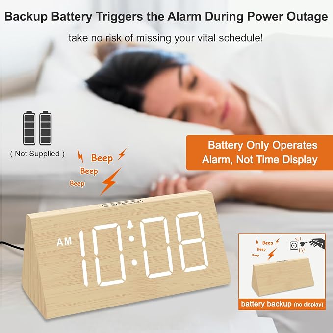 DreamSky Wooden Digital Alarm Clock - Image 3