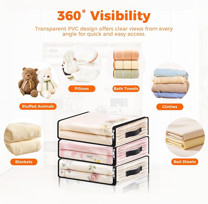 SpaceWhisper Clear Sheet Storage Bags, 8 Pack, 15.7 x 13.8 x 3.9 in | Sheet - Image 4