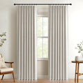 Pinch Pleated Full Blackout Faux Linen Curtains 108 Inches Long | Beige by 100BlackoutShield
