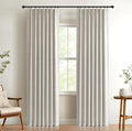 Pinch Pleated Full Blackout Faux Linen Curtains 84 Inches Long | Beige by 100BlackoutShield