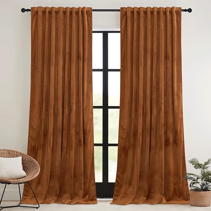RYB HOME Velvet Curtains 108 inches Long, Extra Long High Ceiling Curtains | - Image 2
